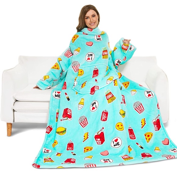 New - Sherpa Wearable Blanket with Sleeves for Adults Super Soft Warm Cozy Throw - Picture 1 of 15